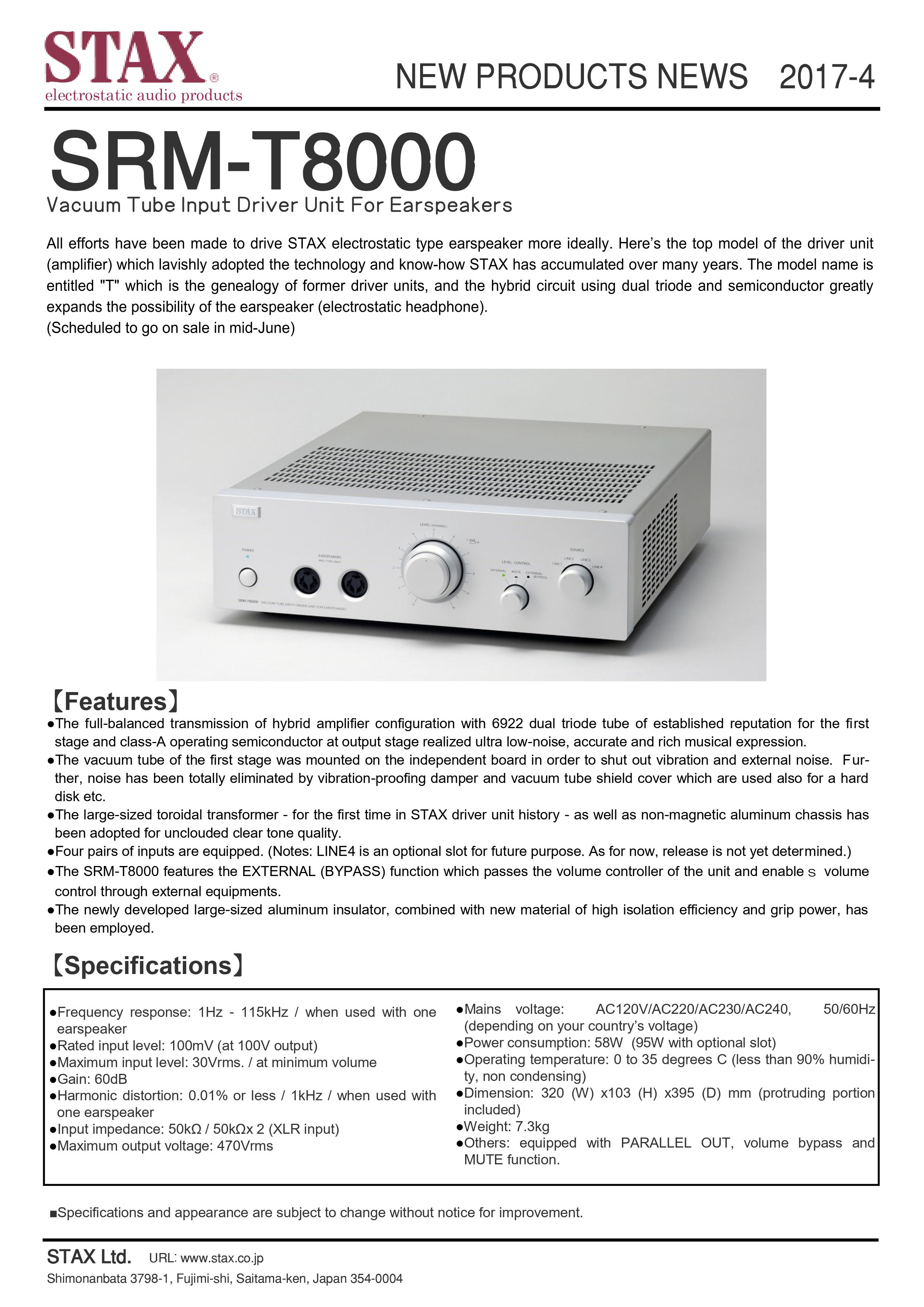 STAX SRM-T8000 Description